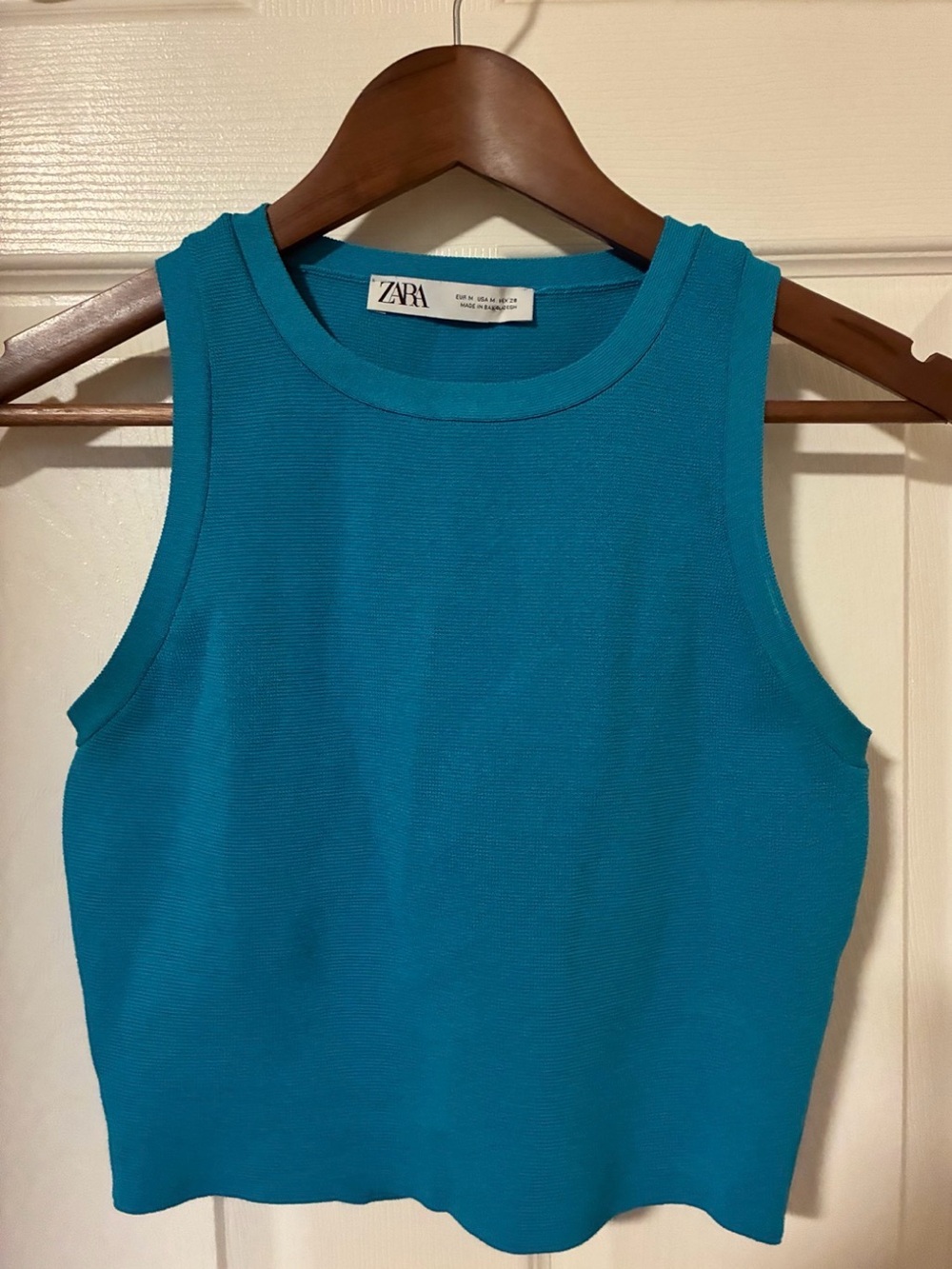 Zara Blue Ribbed Sleeveless Tank